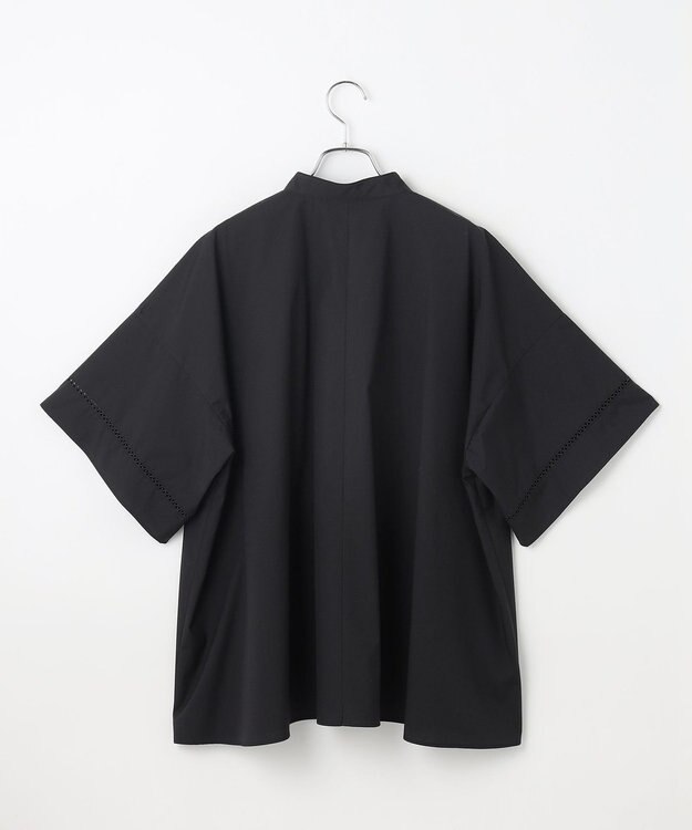 #Newans 【洗える/セットアップ可能】ハシゴレースビブデザインシャツ ブラック