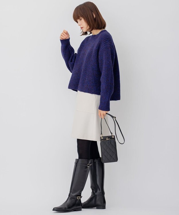 23区 L ウールバルキーカラーミックス ニット ブルー系