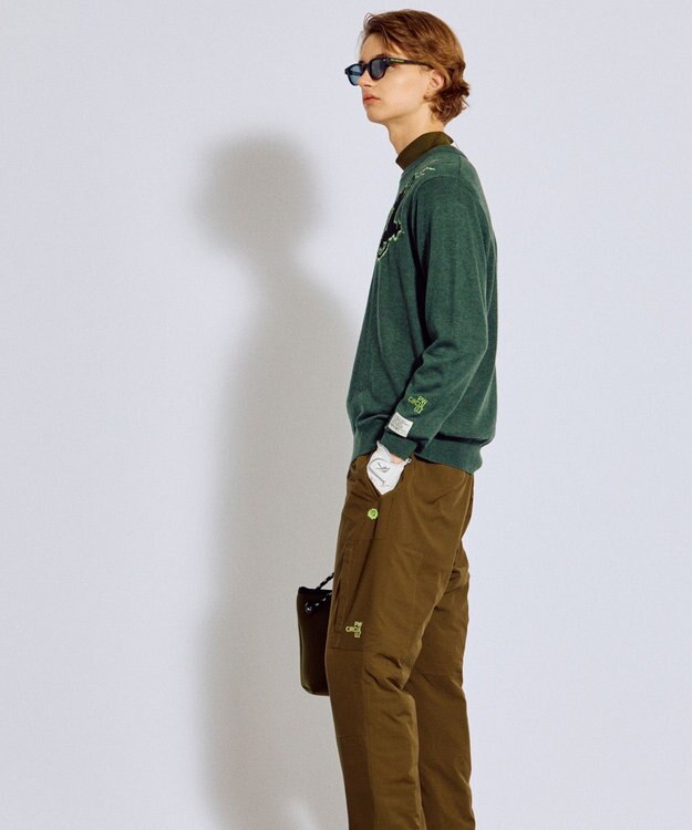 PW CIRCULUS 【MEN】Spark cat クルーネックニット ゴルフ カーキ系