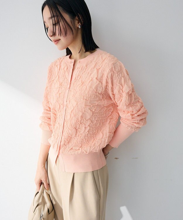 Green Parks 表面感ニットカーディガン Pink