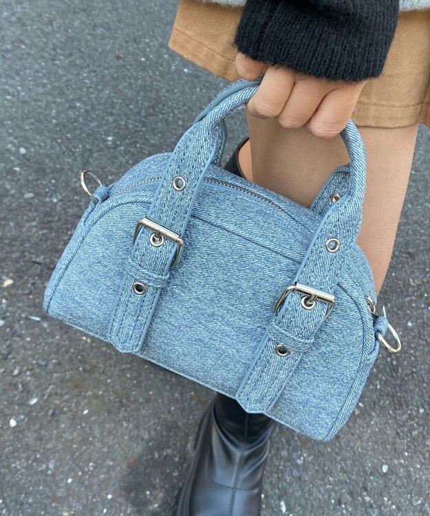 WEGO ハトメハンドルミニボストンショルダー ブルーその他