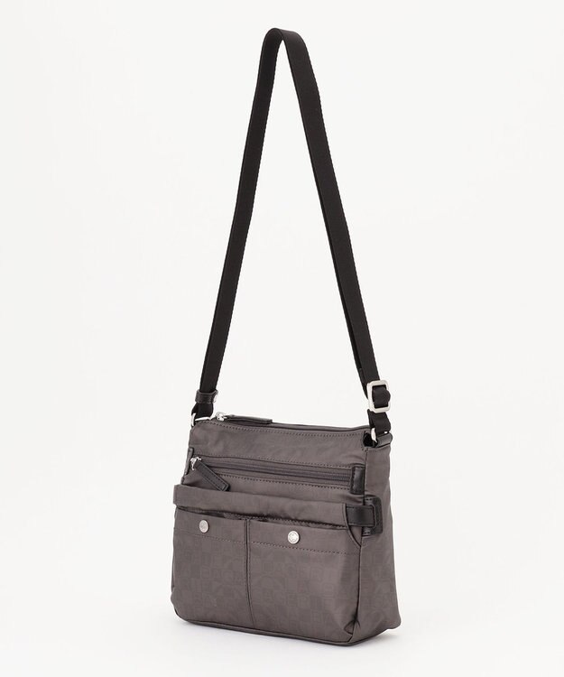 LA BAGAGERIE モノグラム　スクエアナイロンショルダー　SSサイズ ガンメタリック