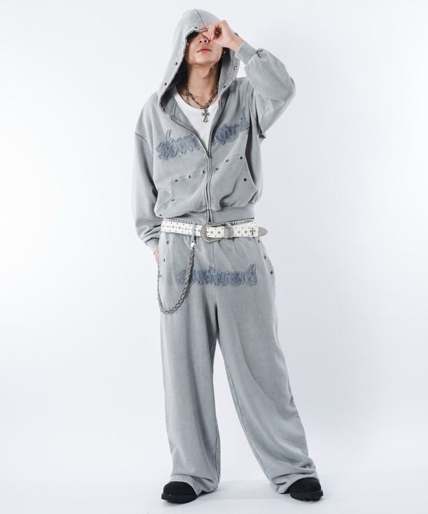 WEGO 【ユニセックス着用ITEM】ブリーチハトメZIPパーカー グレー