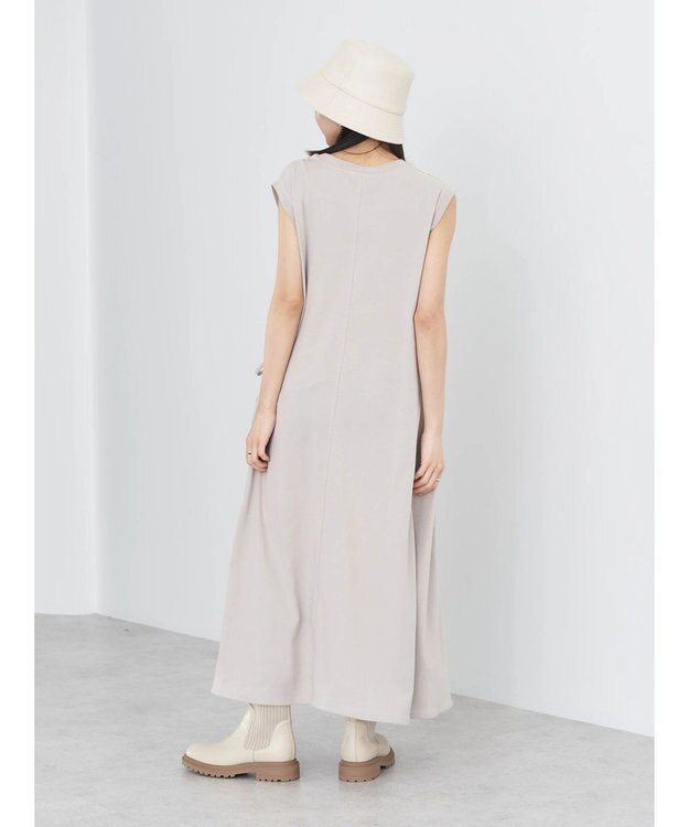 earth music&ecology ギャザーポケットノースリーブワンピース Gray Beige