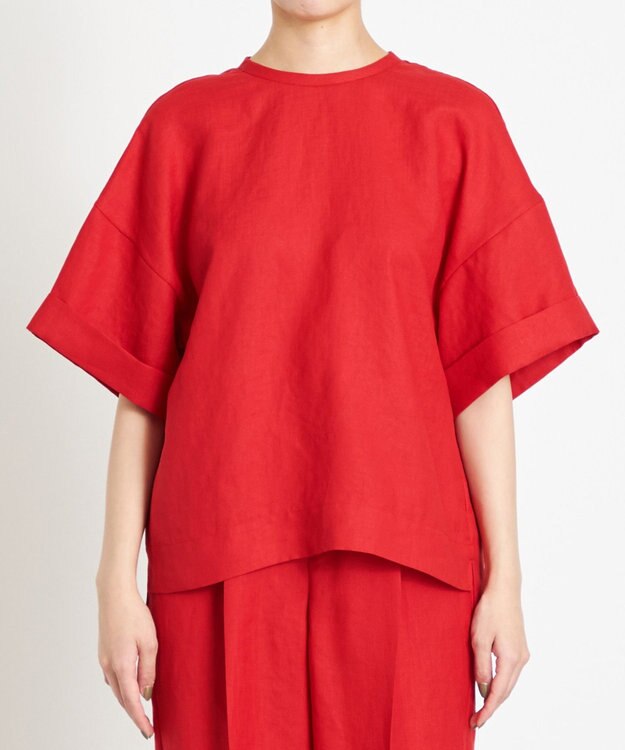 NAVE 【ReNAVE　洗える】スラブツイルブラウス レッド系