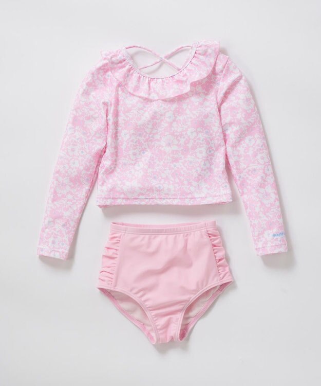 OP／FILA 【marie claire ENFANTS】フリル襟付き長袖ラッシュガード型水着 ピンク
