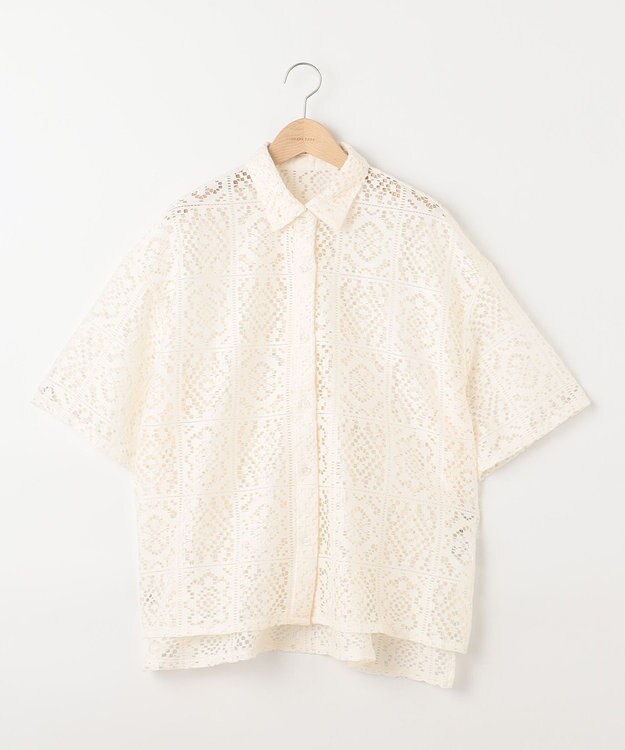 SHARE PARK LADIES オーバーサイズレースシャツ アイボリー系