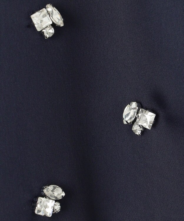 23区 【APPLAUDIR】ノーブルサテン ビジューデザインドレス ネイビー系