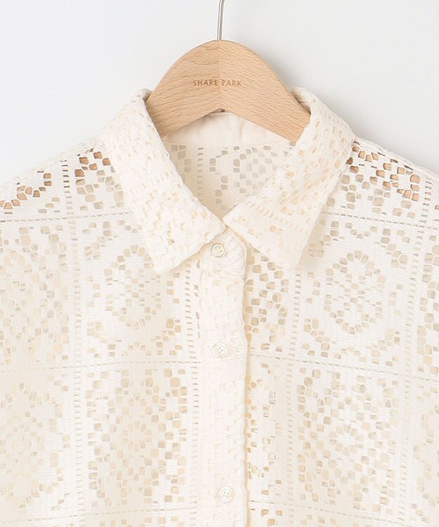 SHARE PARK LADIES オーバーサイズレースシャツ アイボリー系