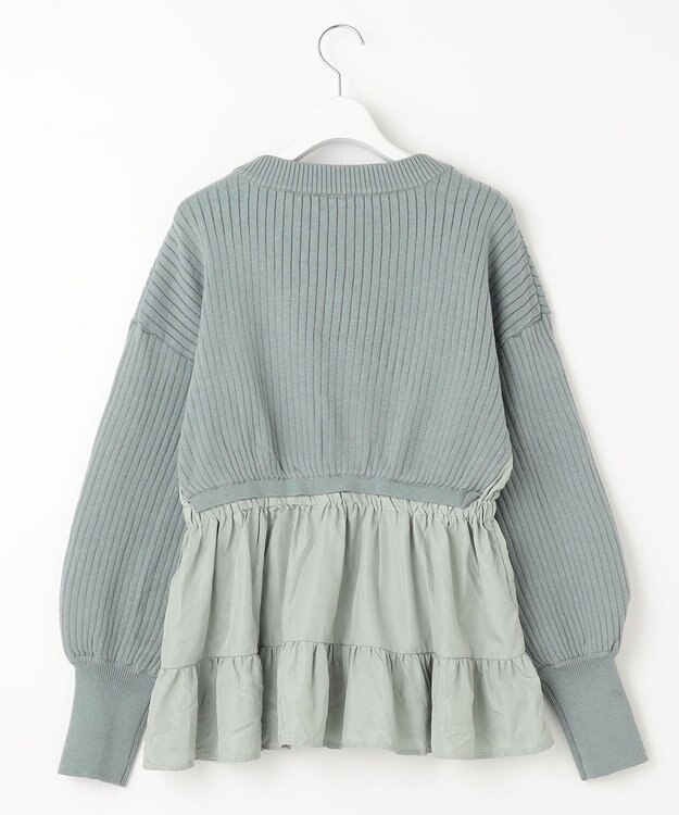 Feroux 【洗える】ペプラム カーディガン ライトグリーン系