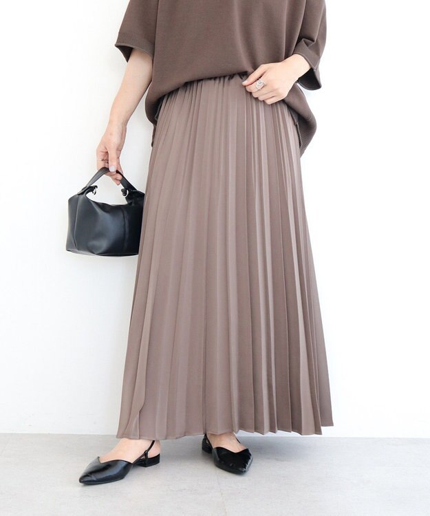 Green Parks サテン変形プリーツスカート Brown