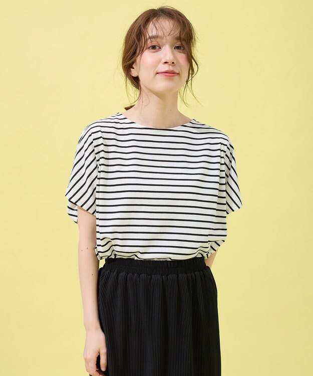 ANY 【洗濯機可/UVケア/接触冷感】フレンチスリーブロゴ・カラーTシャツ オフボーダー