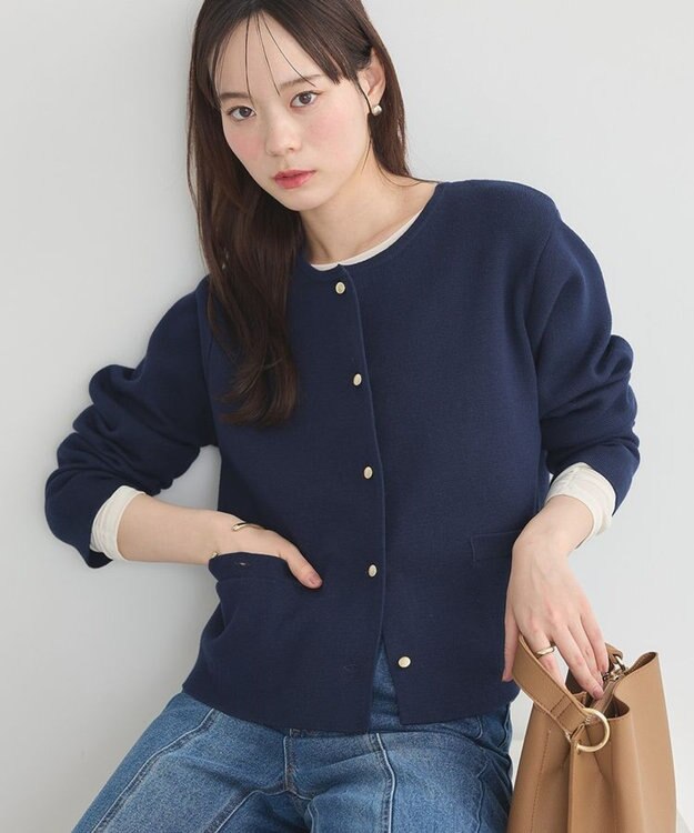 earth music&ecology スポンディッシュポケット付きカーディガン Navy