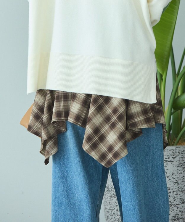 AMERICAN HOLIC チェックレイヤードスカート Brown