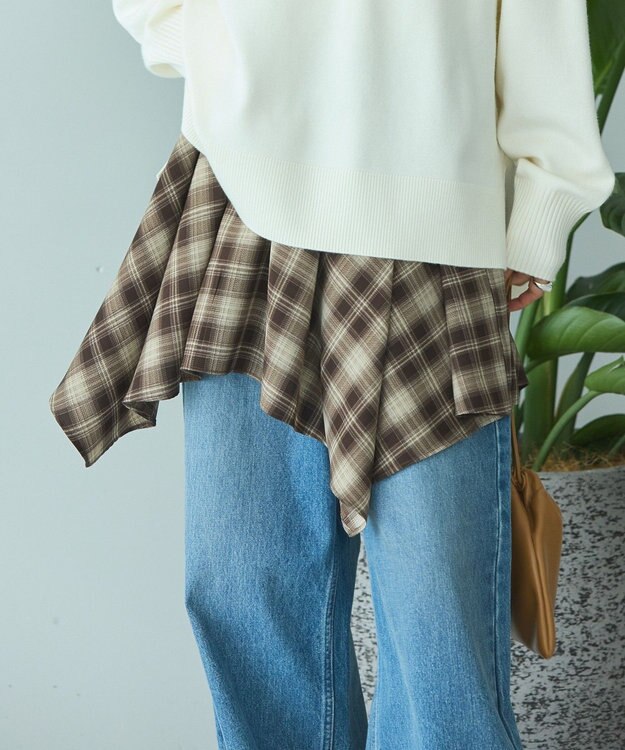 AMERICAN HOLIC チェックレイヤードスカート Brown