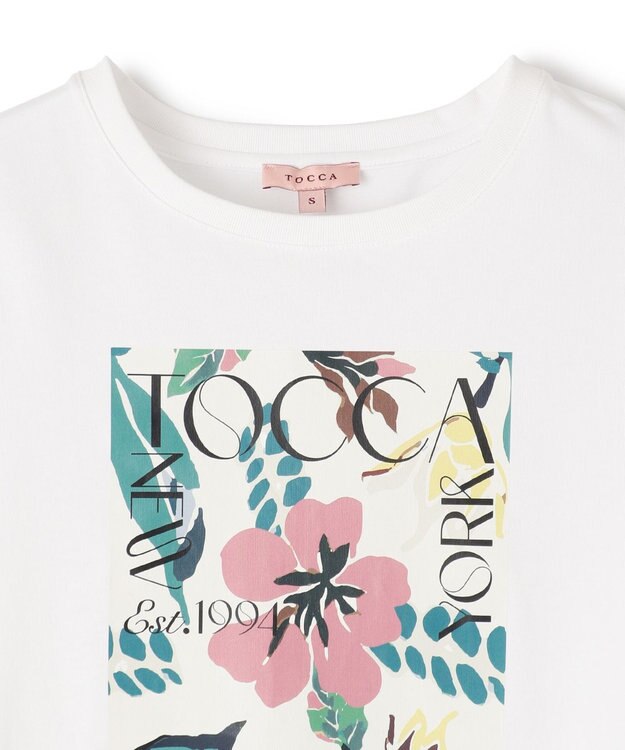 TOCCA 【接触冷感・UV90%以上カット・洗える】EXOTIC FLORAL Tシャツ ホワイト系