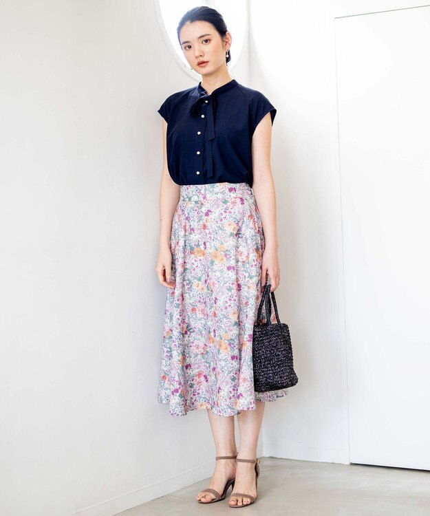 組曲 【洗える・シワになりにくい】フルラージュプリント スカート ベージュ系5