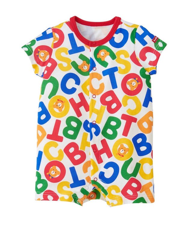 MIKI HOUSE HOT BISCUITS 【70-80cm】 ビーンズ総柄ショートオール マルチカラー