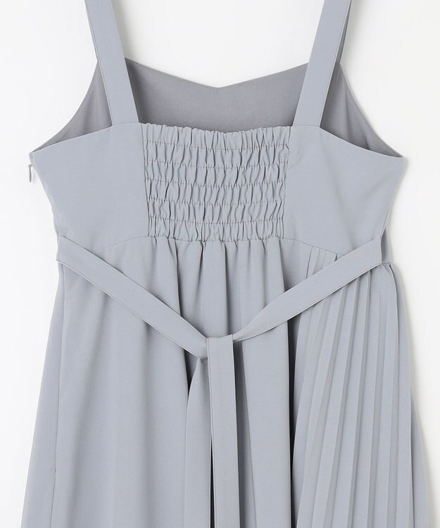 Feroux 【洗える】プリーツコンビ ジャンパースカート スカイブルー系