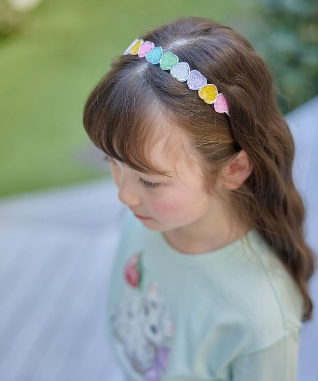 ANY KIDS キラキラ ハート カチューシャ カラフルレインボー