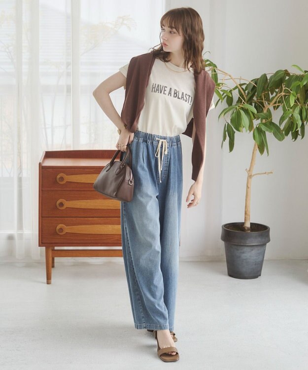 WEGO 【ANGIE VINTAGE】デニムイージーパンツ ブルー