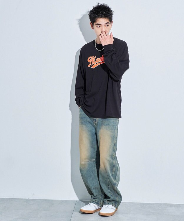 WEGO アクセ付きグラフィックT（LS） ブラック