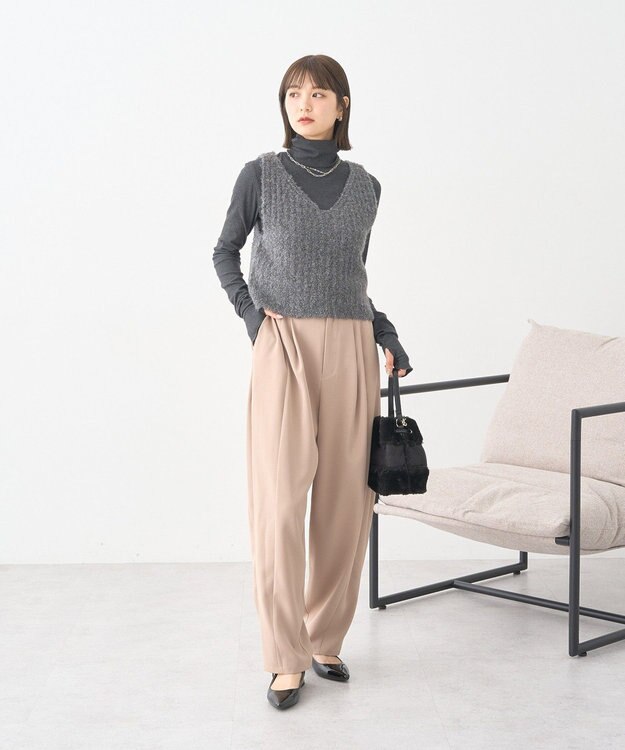 earth music&ecology ＭＩＸカラーブークレニットビスチェ Charcoal Gray