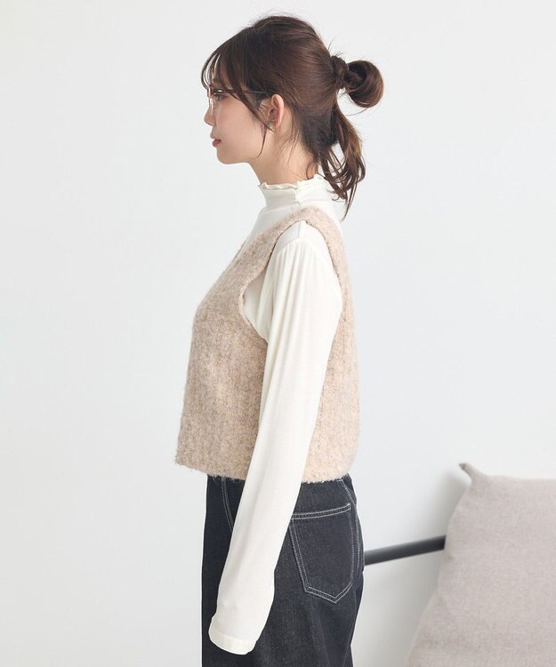 earth music&ecology ＭＩＸカラーブークレニットビスチェ Beige