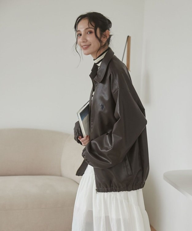 WEGO 【ユニセックス着用ITEM/MLサイズ展開】USPOLOフェイクレザージャケット ブラウン