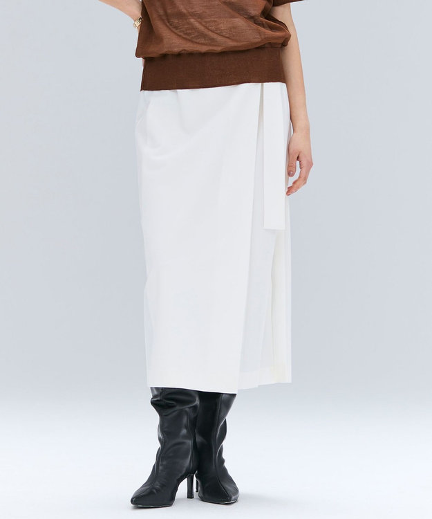 BEIGE， 【セットアップ対応・洗える・BAILA 11月号掲載】ZEPHYR / ウールライクアシンメトリープリーツスカート Ecru