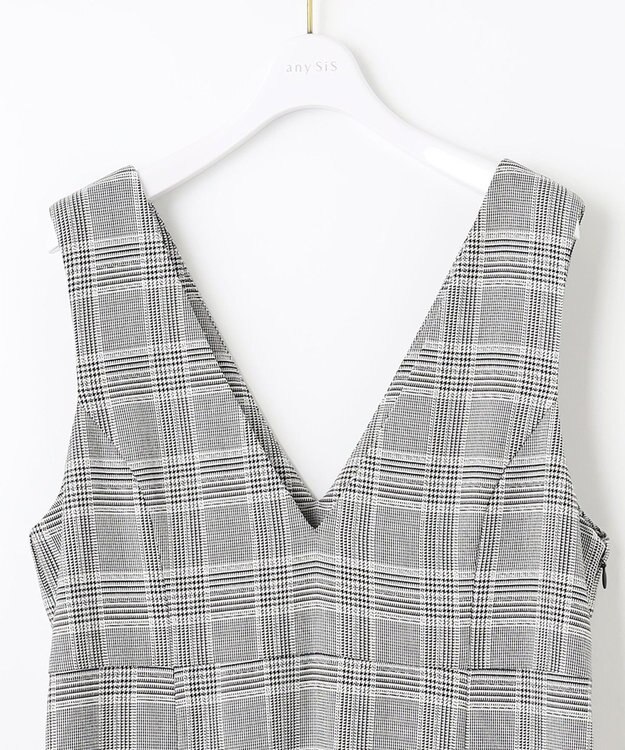 ANY SIS 【2SET】チェック ジャンパースカート× ニット ブラック系3