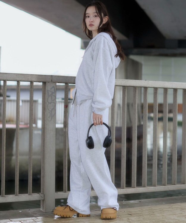 WEGO 【ユニセックス着用ITEM/MLサイズ展開/ウエストゴム】ボンディングスウェットパンツ アッシュグレー