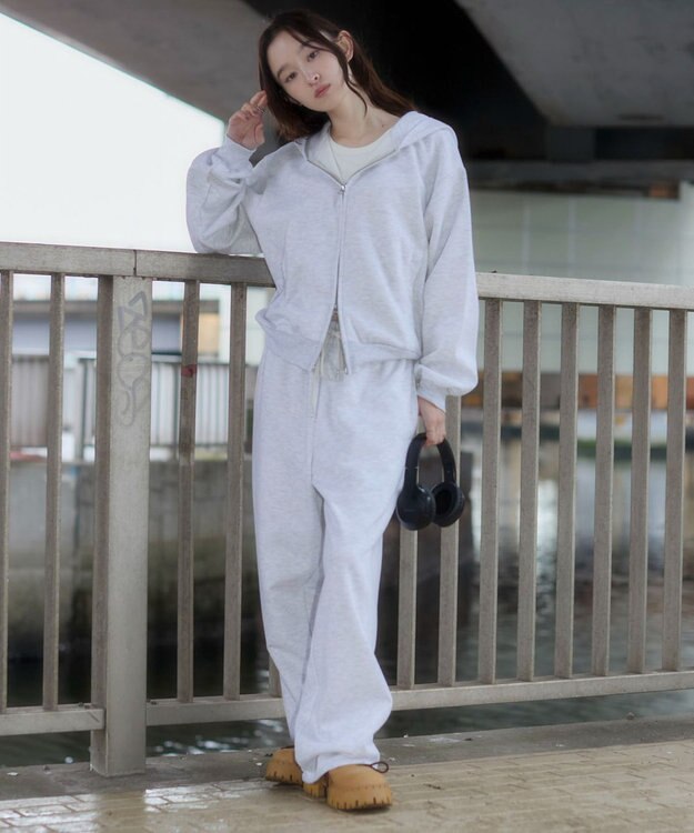 WEGO 【ユニセックス着用ITEM/MLサイズ展開/ウエストゴム】ボンディングスウェットパンツ アッシュグレー