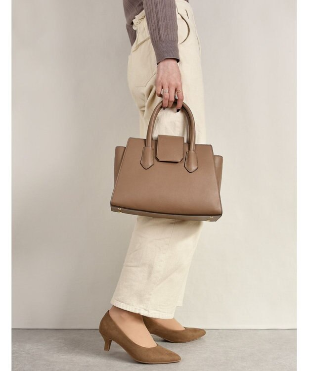 LA BAGAGERIE 【MONICA】ベルテッド2WAYハンドバッグ グレージュ