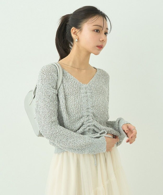 earth music&ecology ドロストニットプルオーバー Gray Mixture