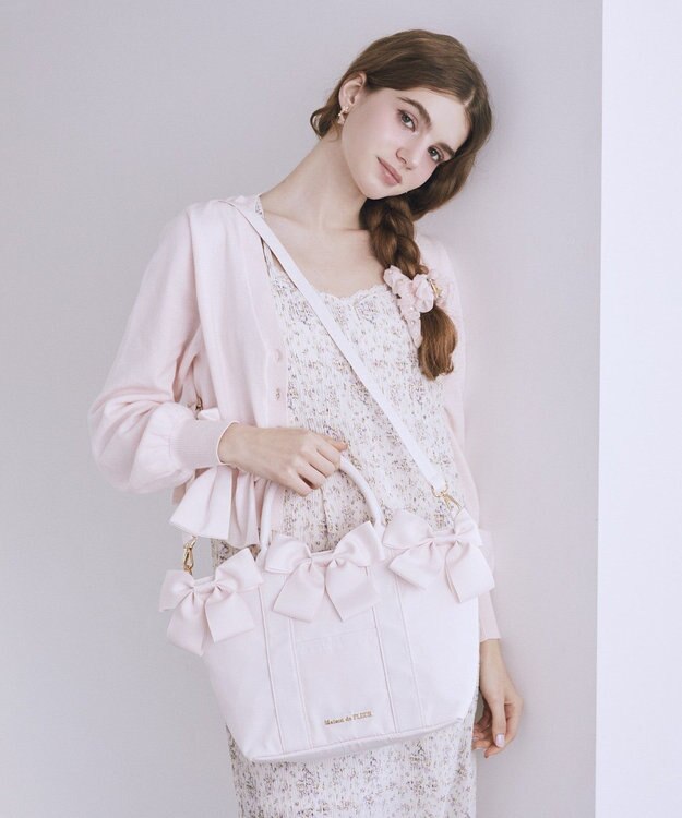 Maison de FLEUR ボリュームリボン2Wayトートバッグ Pink