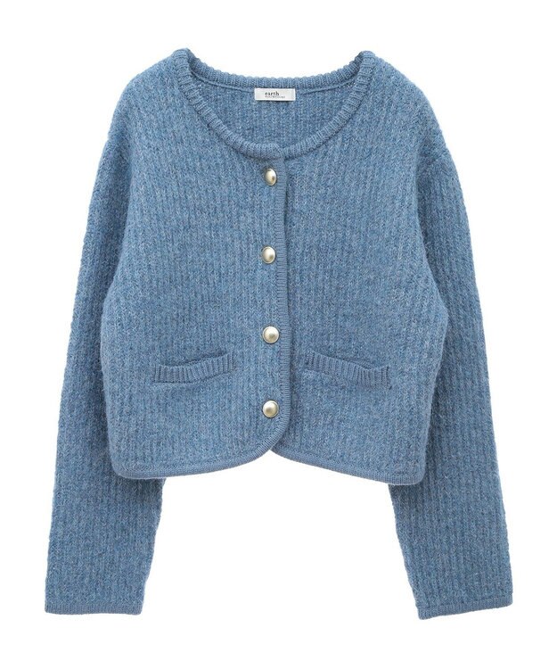earth music&ecology ゴールド釦ショートニットカーディガン Blue