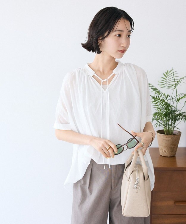 CRAFT STANDARD BOUTIQUE ヴィンテージボイルタイ付ブラウス White