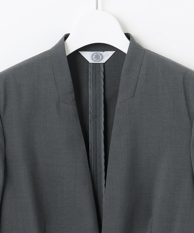 J.PRESS LADIES L 【セットアップ対応・洗える】DRYウーステッド ノーカラー ジャケット グレー系