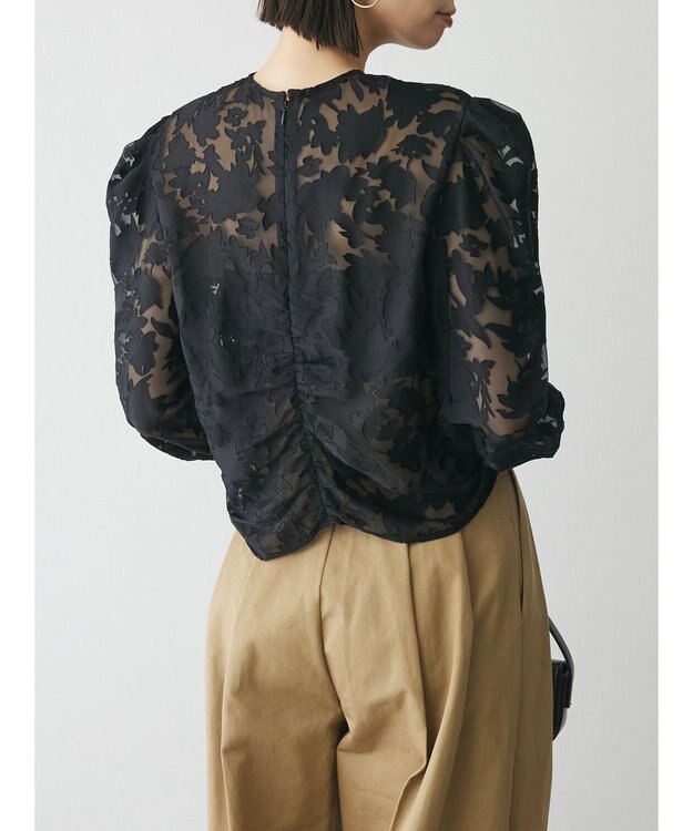 Green Parks AnriettMusee 花柄オパールシャーリングブラウス Black