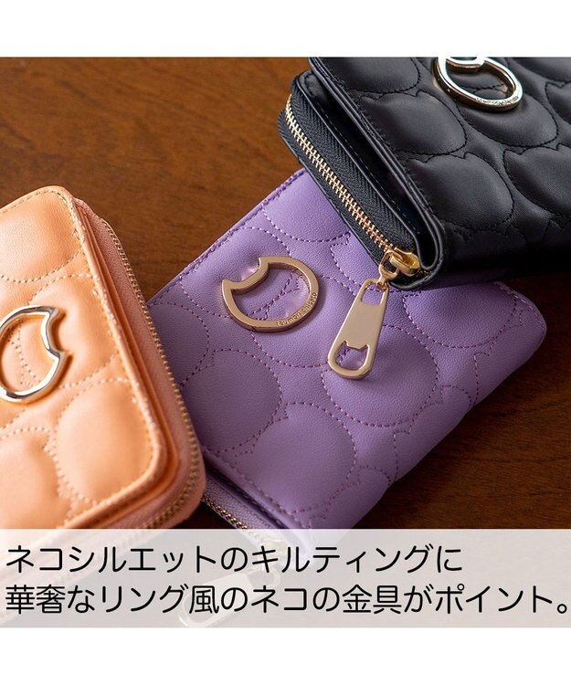 tsumori chisato CARRY ラインネコ ラウンドファスナー2つ折り財布 ラベンダー