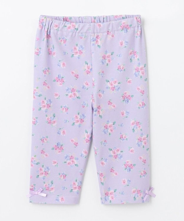 ANY KIDS フラワ ープリント レギンス ラベンダー×花