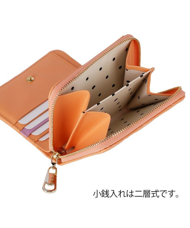 tsumori chisato CARRY ラインネコ ラウンドファスナー2つ折り財布 オレンジ