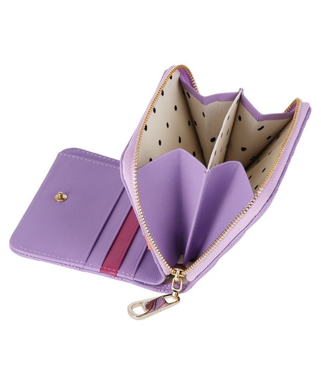 tsumori chisato CARRY ラインネコ ラウンドファスナー2つ折り財布 ラベンダー