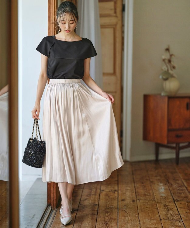 ANY SIS 【洗える】オーロラギャザー スカート アイボリー系