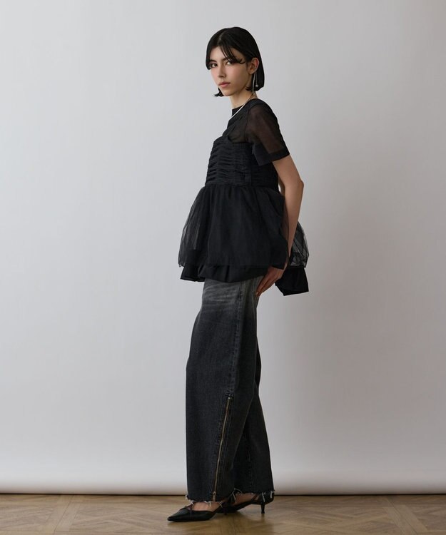 GRACE CONTINENTAL タフタチュールキャミ ブラック