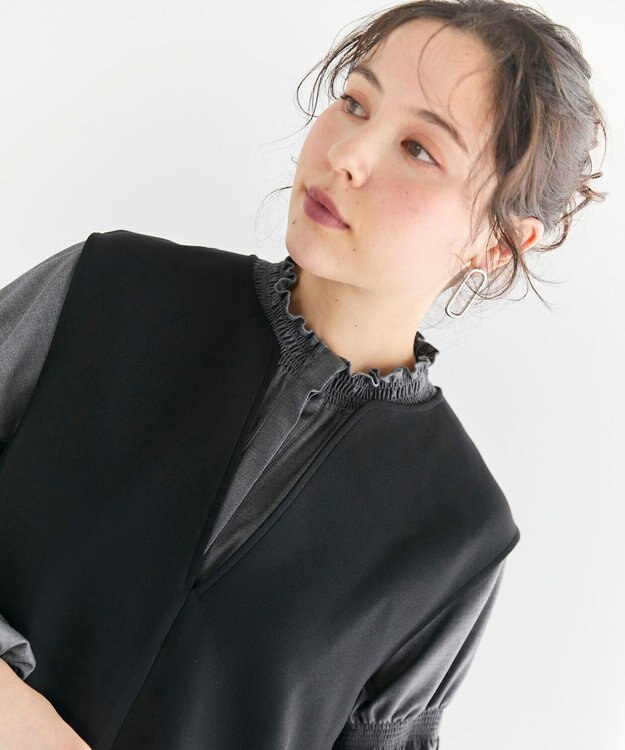 #Newans 【洗濯機可】キーネックジャンパースカート ブラック