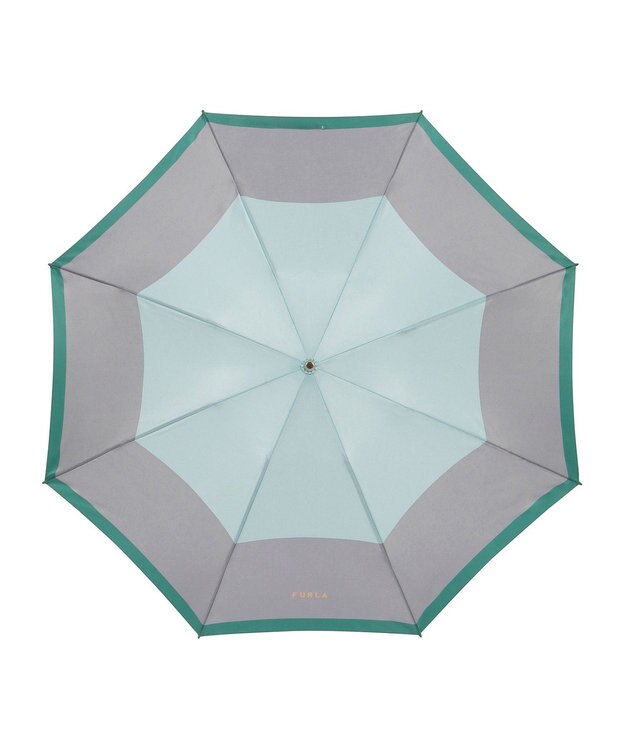 MOONBAT FURLA(フルラ) カラーボーダー 折りたたみ傘 大きめ 55cm 日本製 ミントグリーン