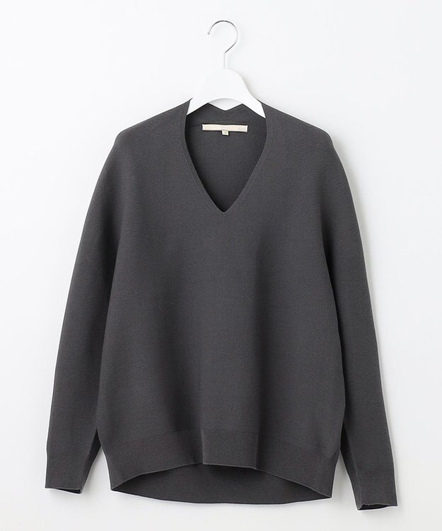 自由区 【洗える】コットンストレッチホールガーメント プルオーバーニット グレー系