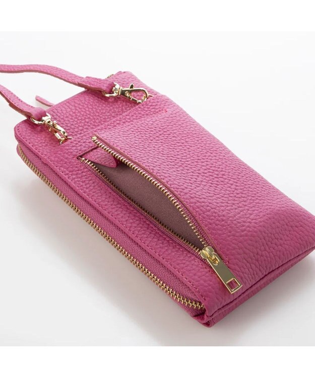 UNBILLION ペルケ perche / 牛革シュリンクタイプモバイルウォレットショルダー　旧8660 ピンク